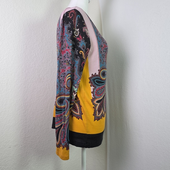 Etro Italy Paisley Print Long Sleeve Top Multicolor Wool Blend Size 40 (US 6) - Picture 2 of 11